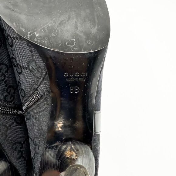 Gucci GG Canvas Pointed Toe Ankle Boots Heels Size 8 - Picture 13 of 15